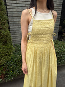 【SARA MALLIKA】COTTON STRIPE JAQUARD SHIRRING DRESS