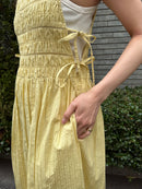 【SARA MALLIKA】COTTON STRIPE JAQUARD SHIRRING DRESS