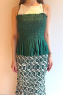 【SARA MALLIKA】COTTON STRIPE JAQUARD SHIRRING TOP