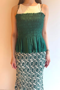 【SARA MALLIKA】COTTON STRIPE JAQUARD SHIRRING TOP