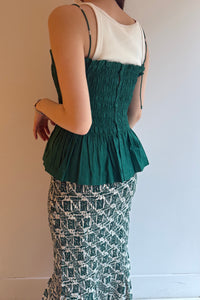 【SARA MALLIKA】COTTON STRIPE JAQUARD SHIRRING TOP