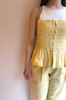 【SARA MALLIKA】COTTON STRIPE JAQUARD SHIRRING TOP