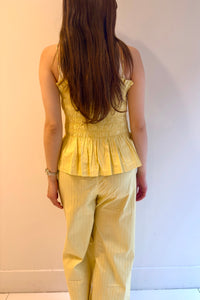 【SARA MALLIKA】COTTON STRIPE JAQUARD SHIRRING TOP