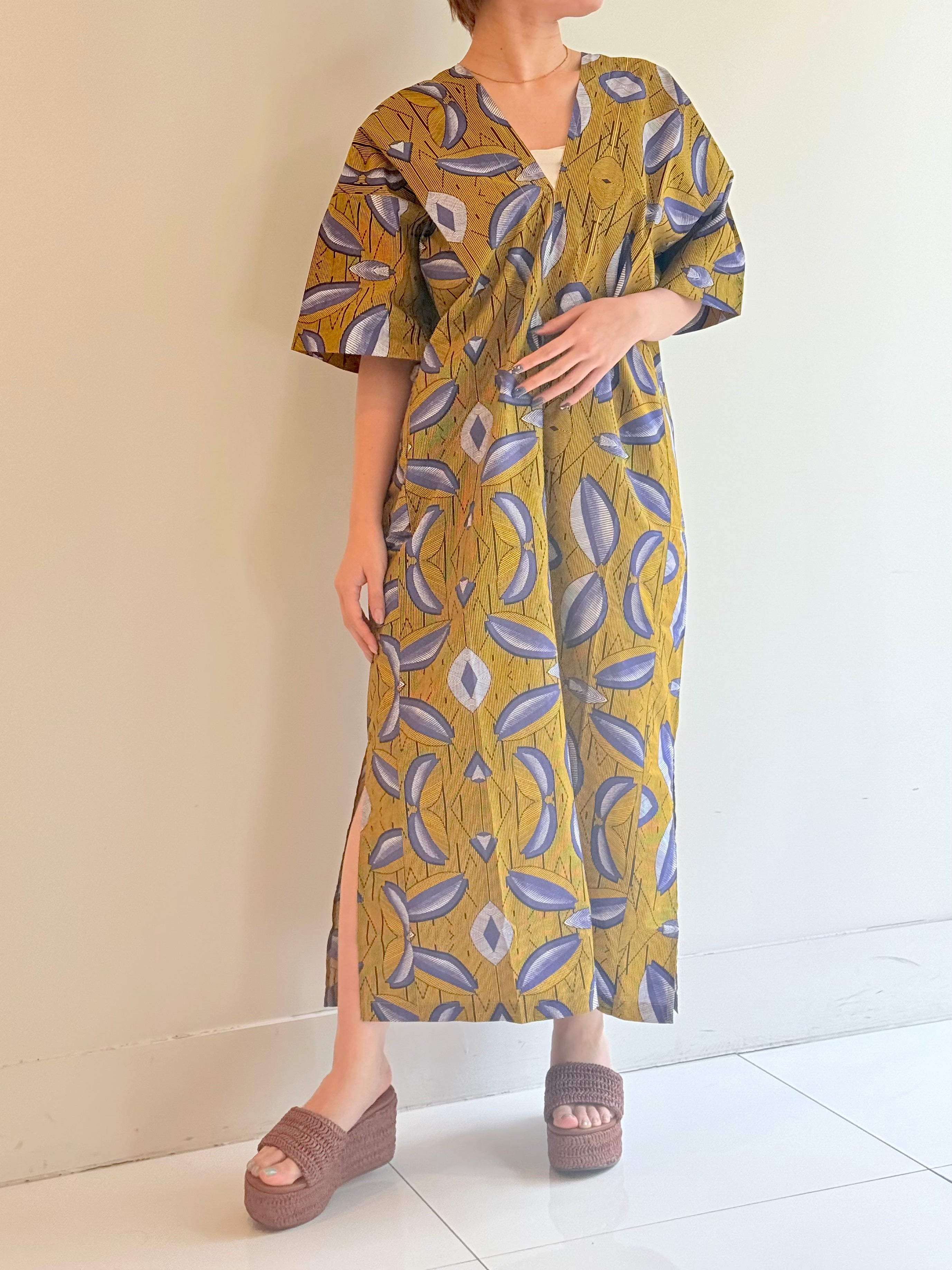 CTN AFRICAN PRT VNECK DRESS
