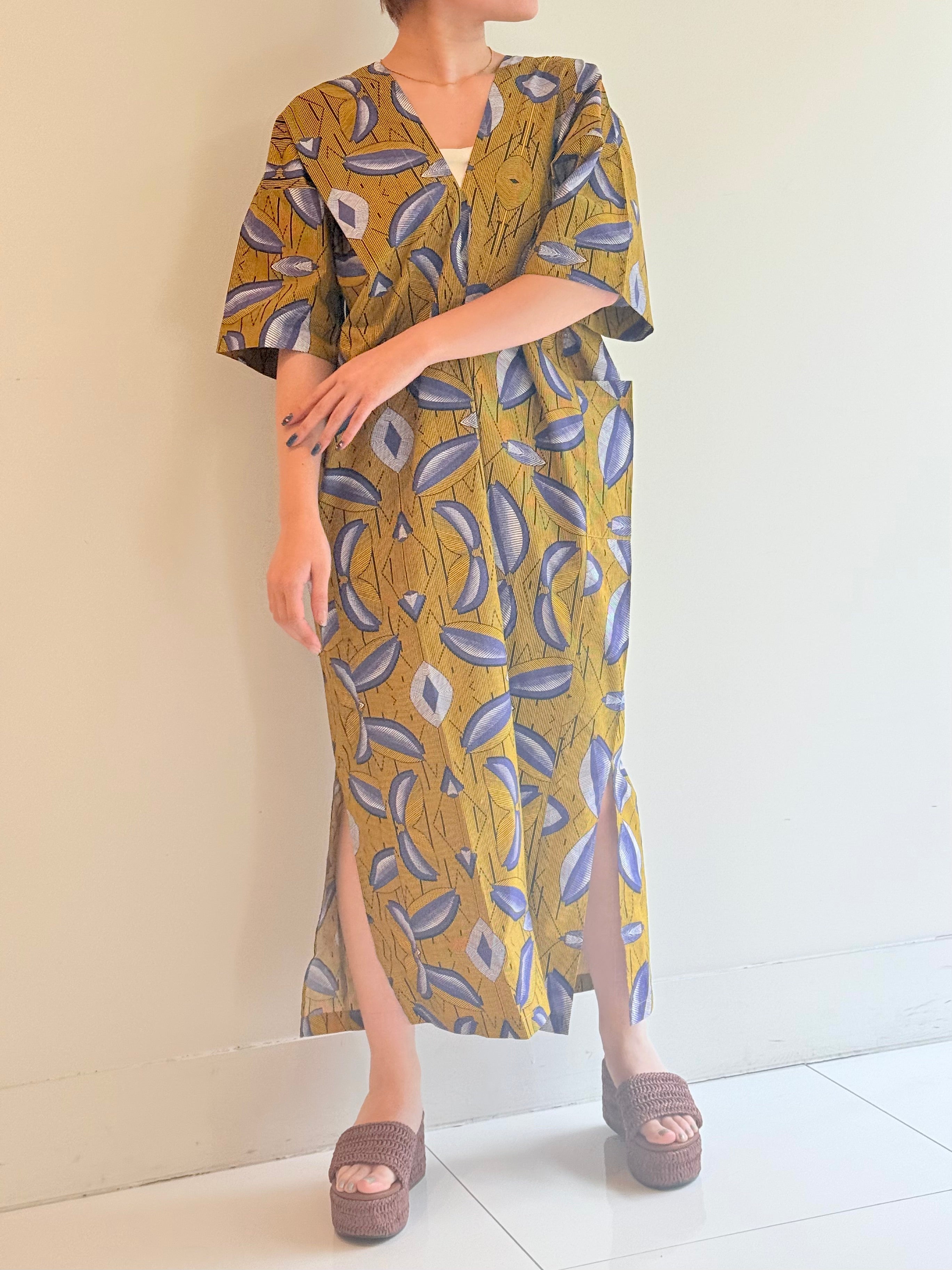 CTN AFRICAN PRT VNECK DRESS