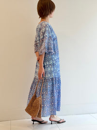 CTN BLOCK FLOWER PRT FRILL DRESS