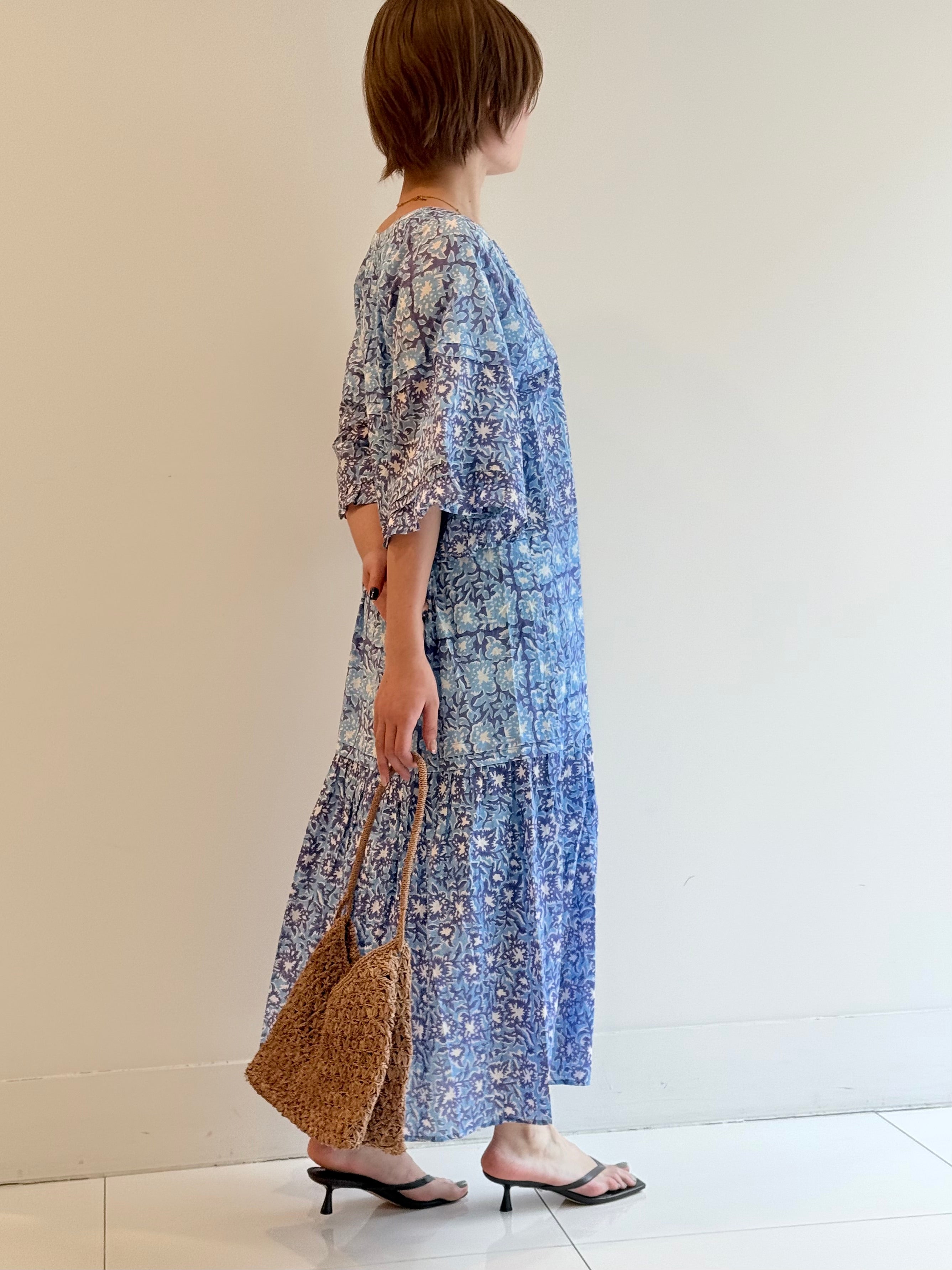 CTN BLOCK FLOWER PRT FRILL DRESS