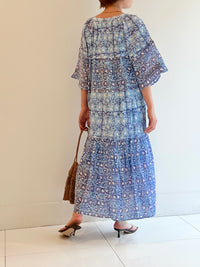 CTN BLOCK FLOWER PRT FRILL DRESS