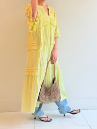 CTN STRIPE JQD FRILL DRESS
