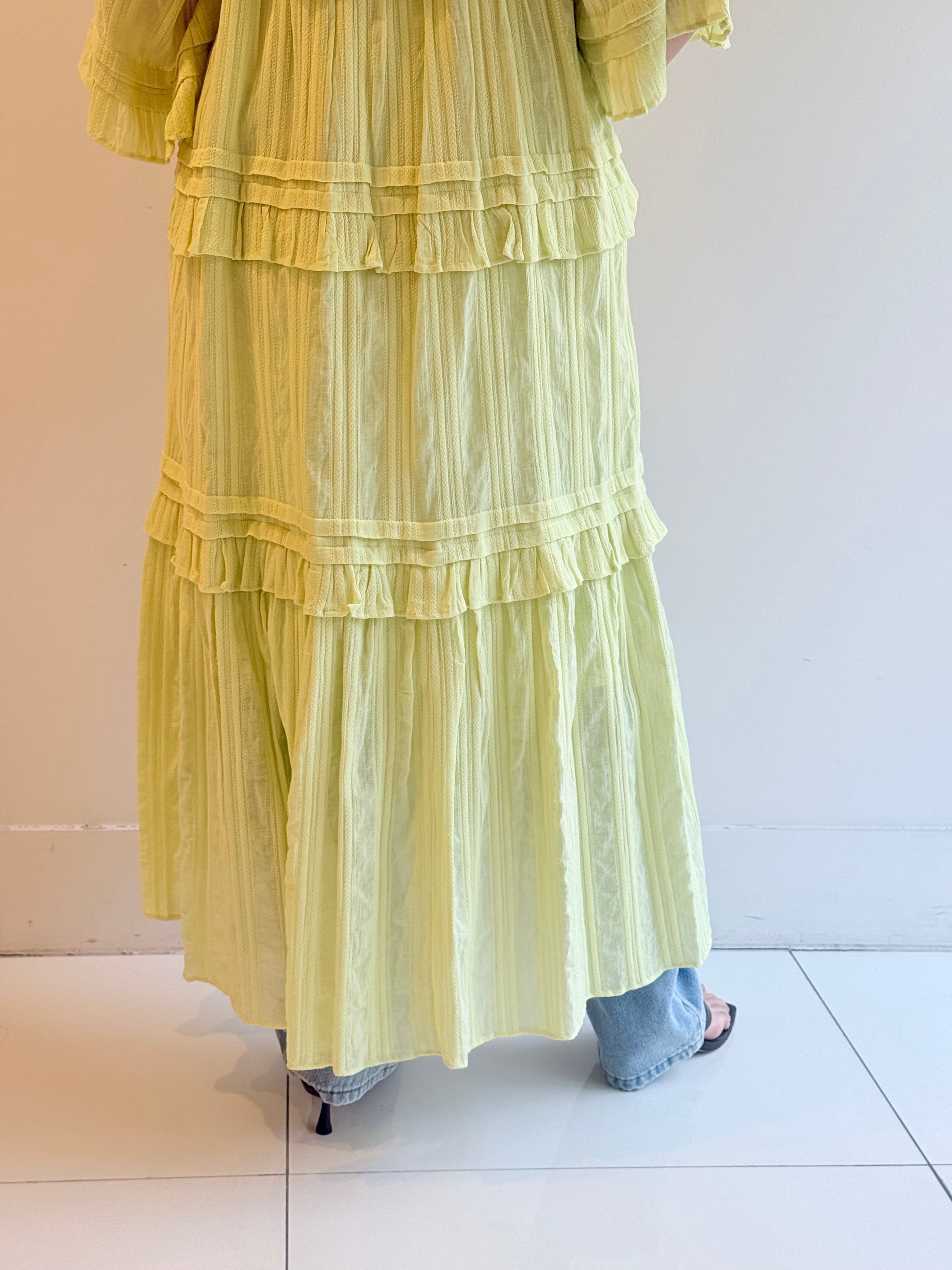 CTN STRIPE JQD FRILL DRESS
