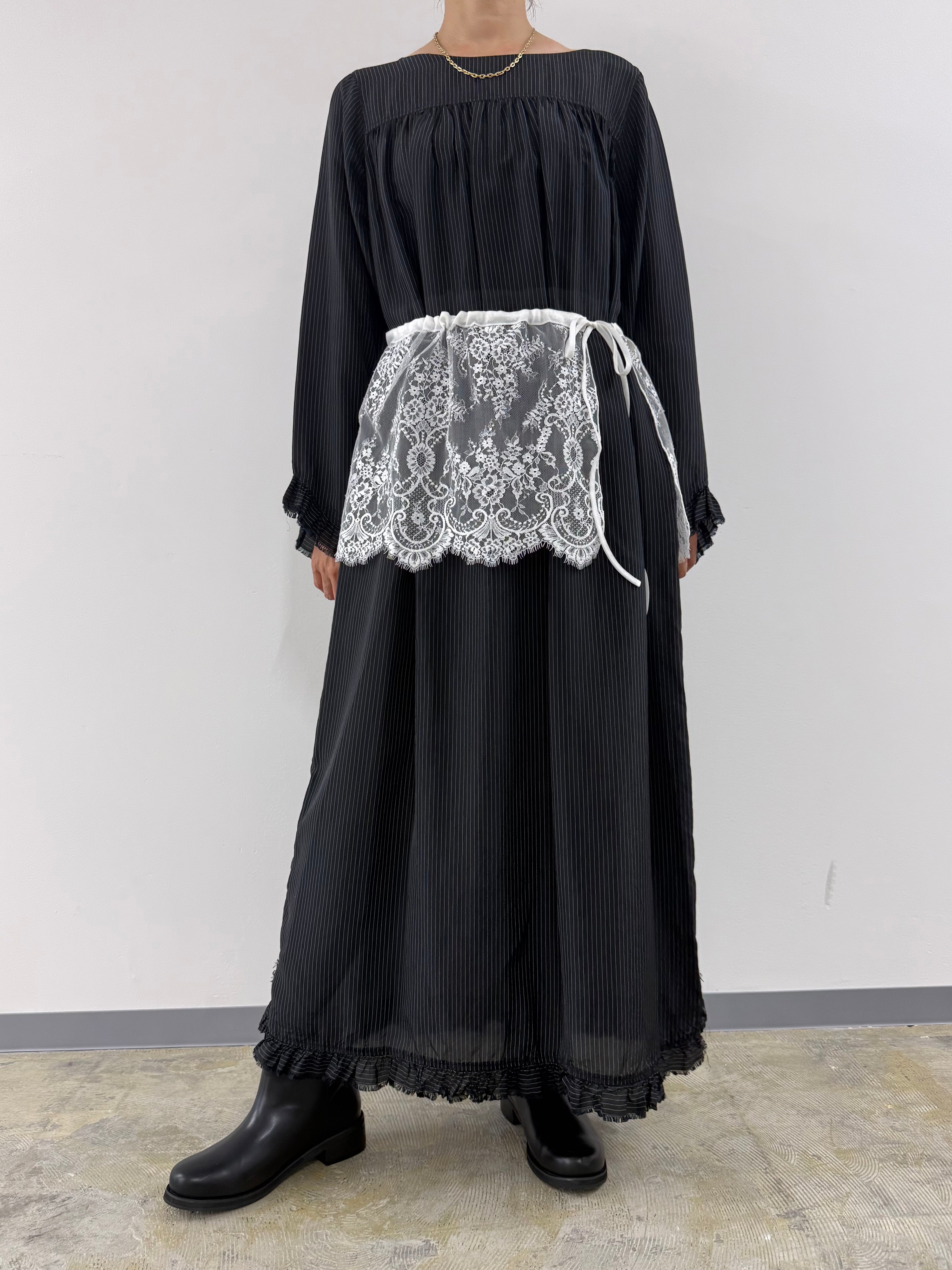 【ARCHIVE STANCE】CUPRO MAXI FRILL HEM DRESS