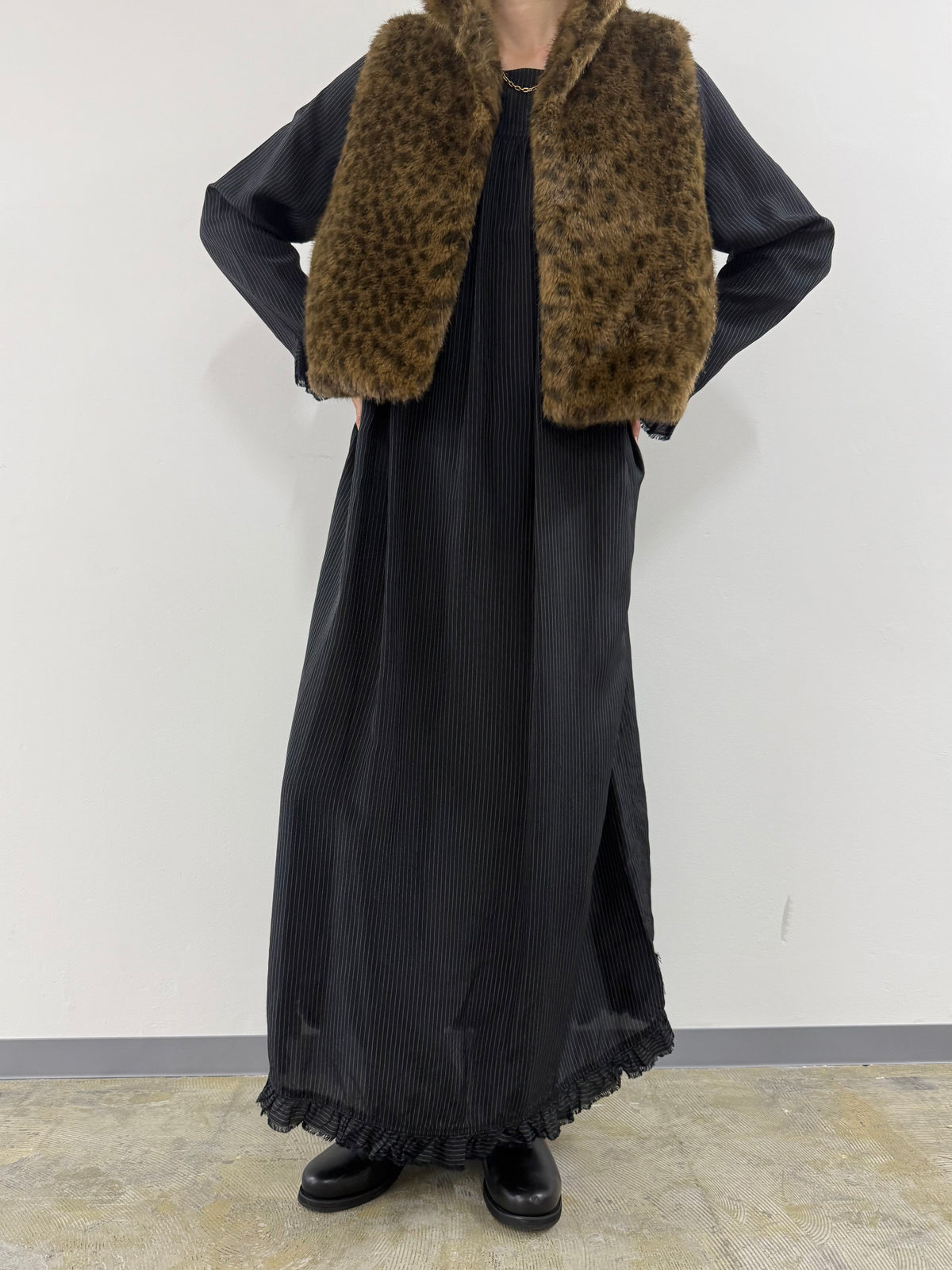 【ARCHIVE STANCE】CUPRO MAXI FRILL HEM DRESS