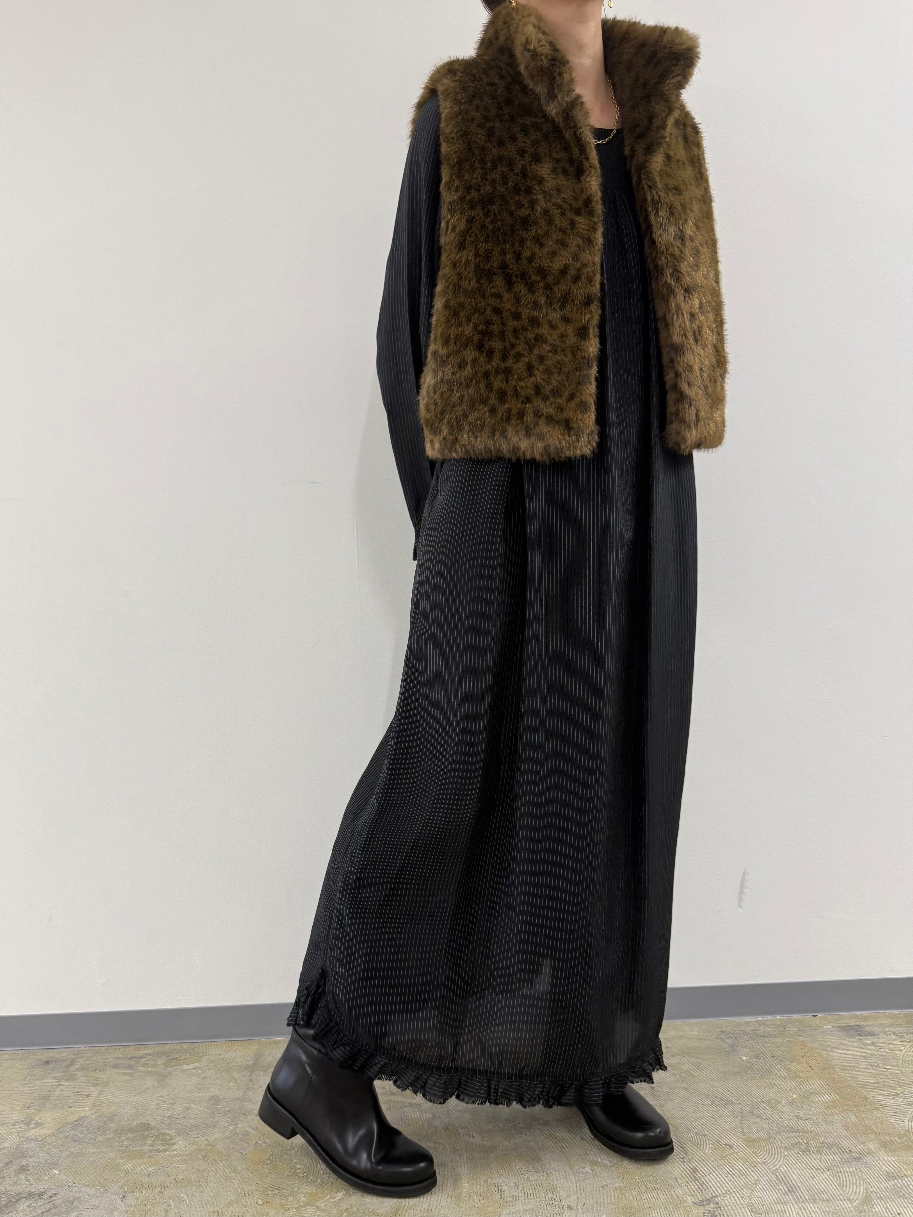 【ARCHIVE STANCE】CUPRO MAXI FRILL HEM DRESS