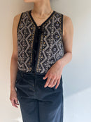 KAREENA SQUARE PRINT BEADS GILET