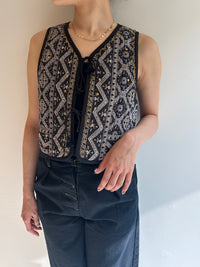 KAREENA SQUARE PRINT BEADS GILET