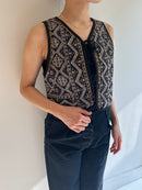 KAREENA SQUARE PRINT BEADS GILET