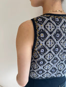 KAREENA SQUARE PRINT BEADS GILET