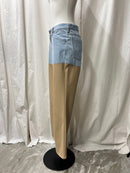 DENIM × FAKE LEATHER PANTS