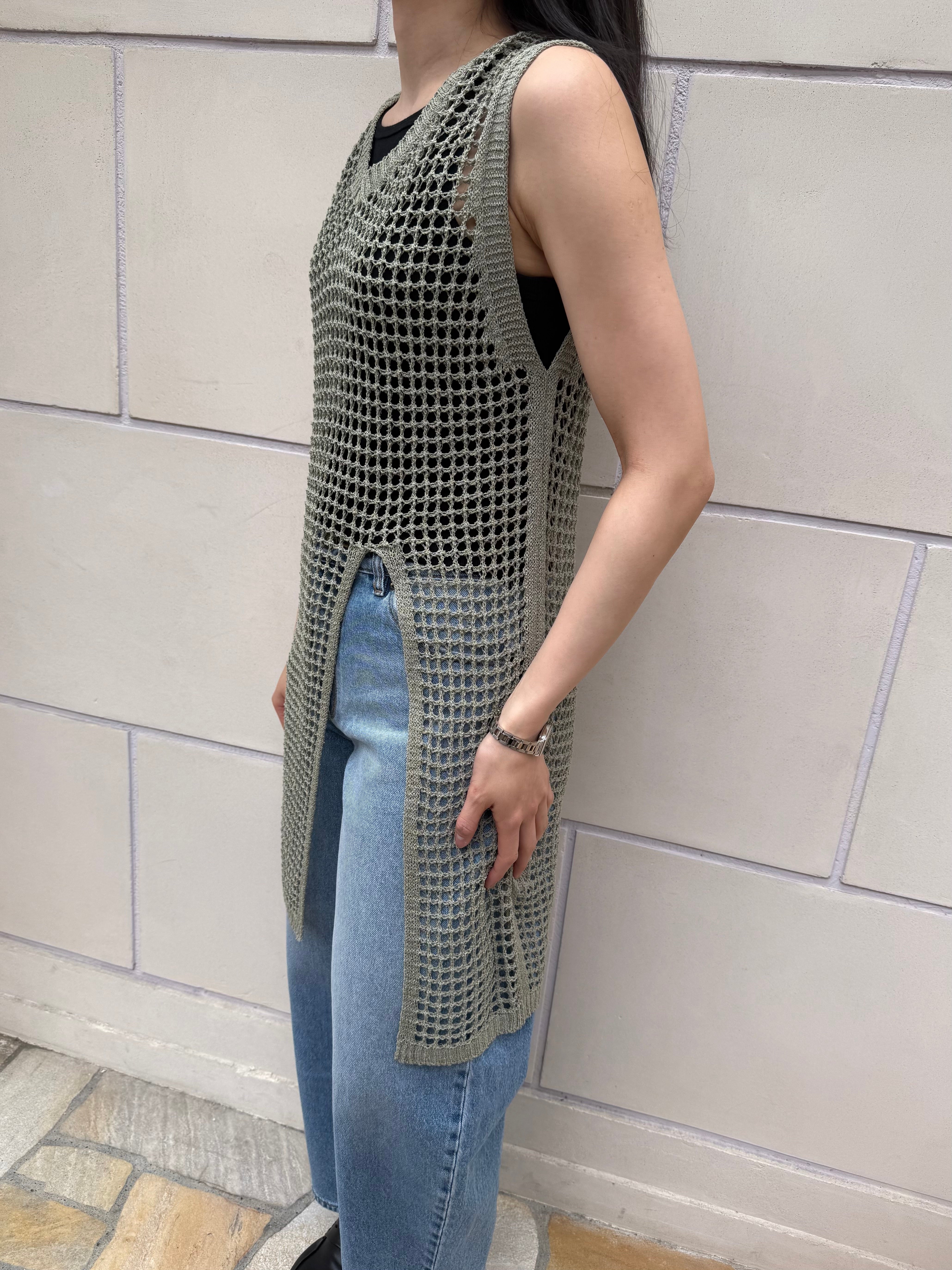 【FLEK】LAYERED MESH VEST ONE-PIECE DRESS