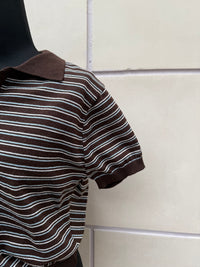 【FLEK】LINEN STRIPED COLLAR KNIT