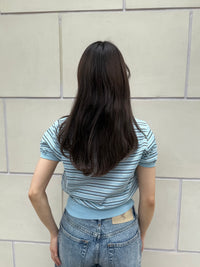 【FLEK】LINEN STRIPED COLLAR KNIT