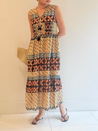 MURAL PRINT SHIRRING DRESS