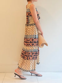 MURAL PRINT SHIRRING DRESS