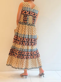 MURAL PRINT SHIRRING DRESS