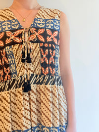 MURAL PRINT SHIRRING DRESS