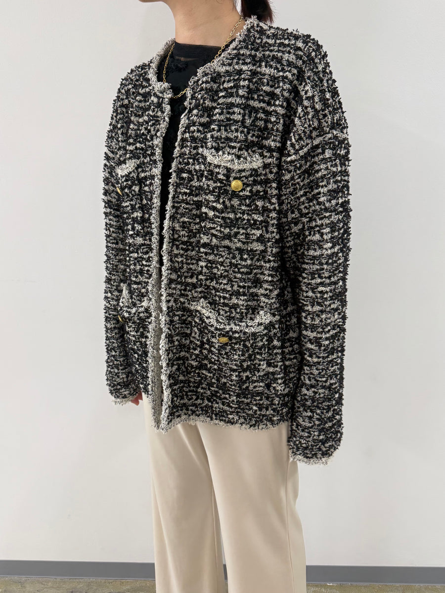 【ARCHIVE STANCE】NO-COLLAR KNIT BIG JACKET