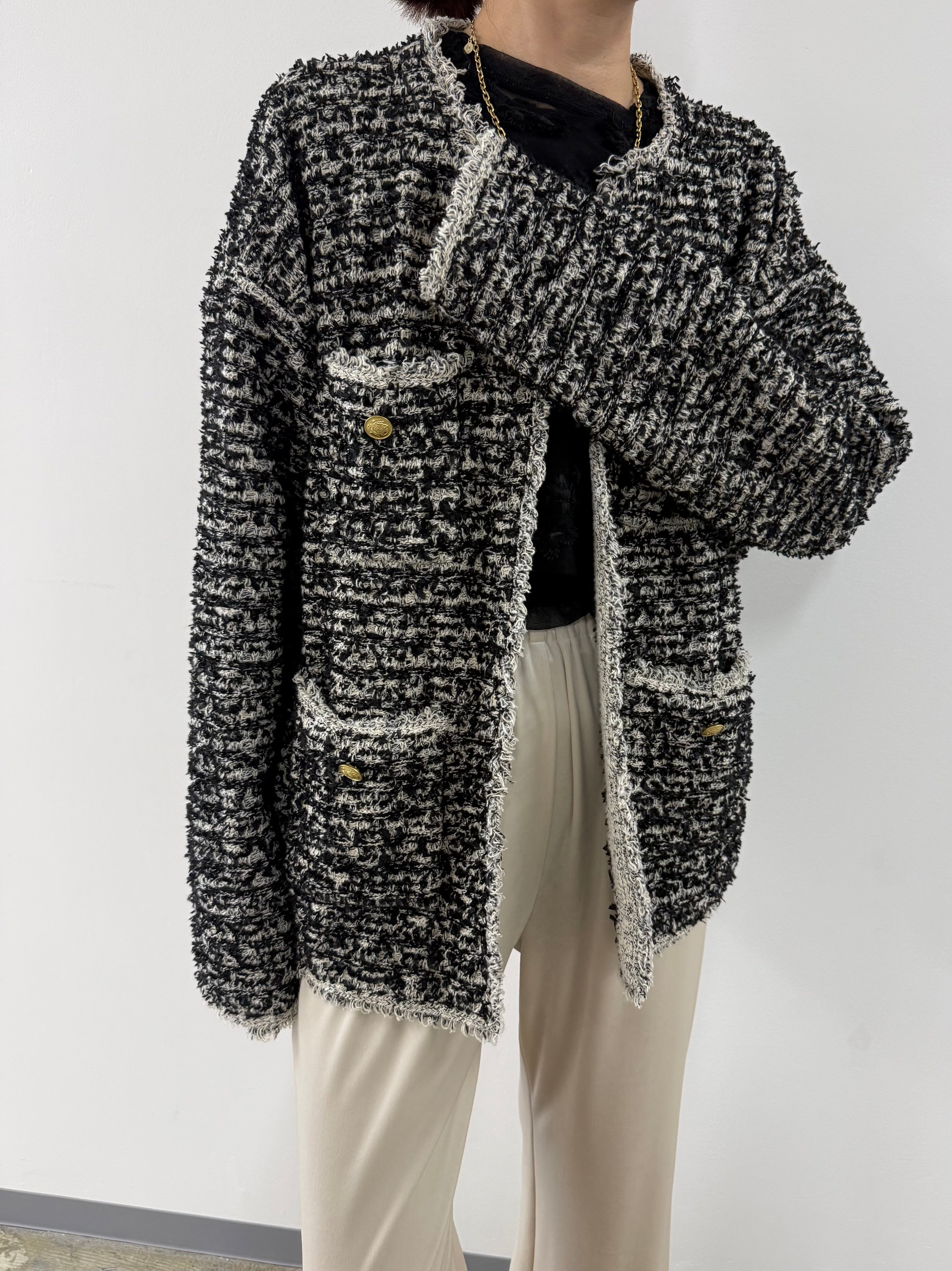 【ARCHIVE STANCE】NO-COLLAR KNIT BIG JACKET