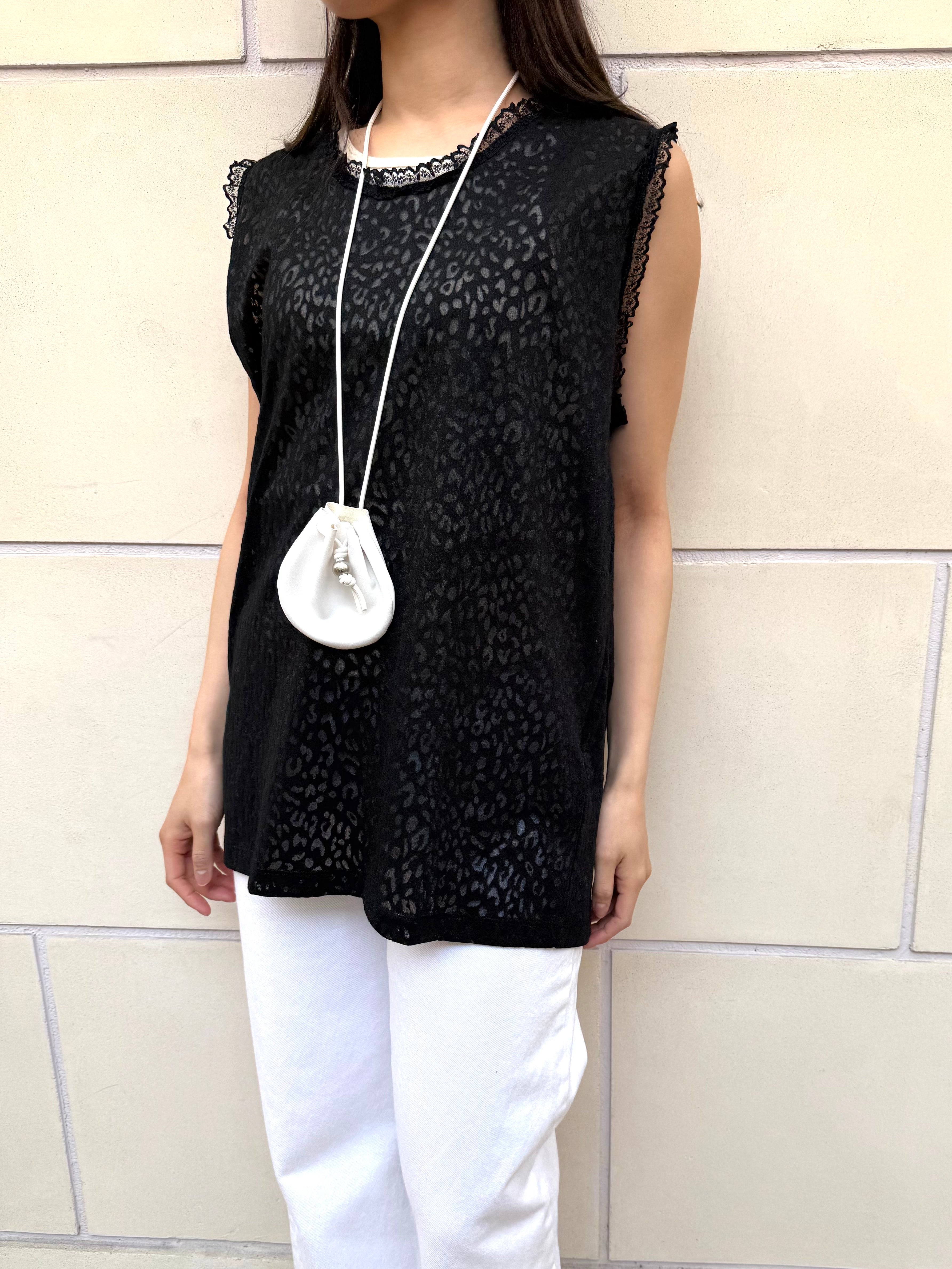 【FLEK】SHEER PATTERN LONG SLEEVELESS
