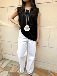 【FLEK】SHEER PATTERN LONG SLEEVELESS
