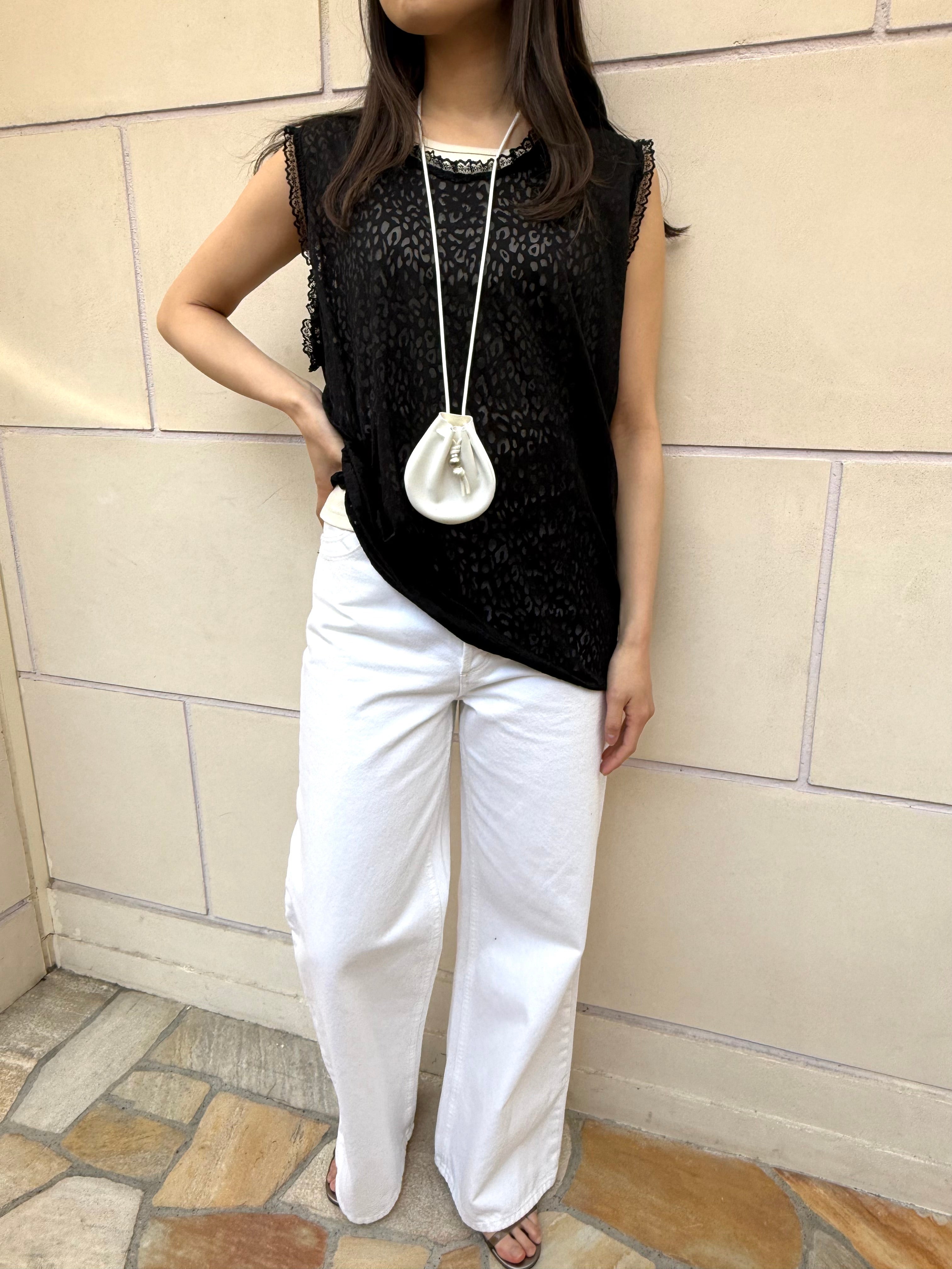 【FLEK】SHEER PATTERN LONG SLEEVELESS
