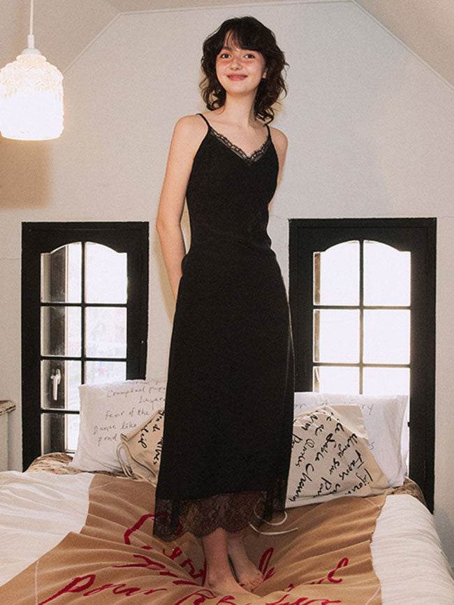 【GREEN BUTTER】SILKY JACQUARD LACE DRESS