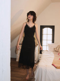 【GREEN BUTTER】SILKY JACQUARD LACE DRESS