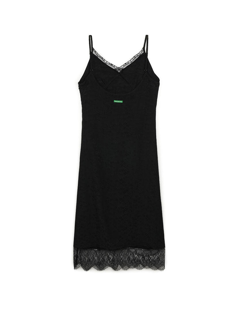 【GREEN BUTTER】SILKY JACQUARD LACE DRESS