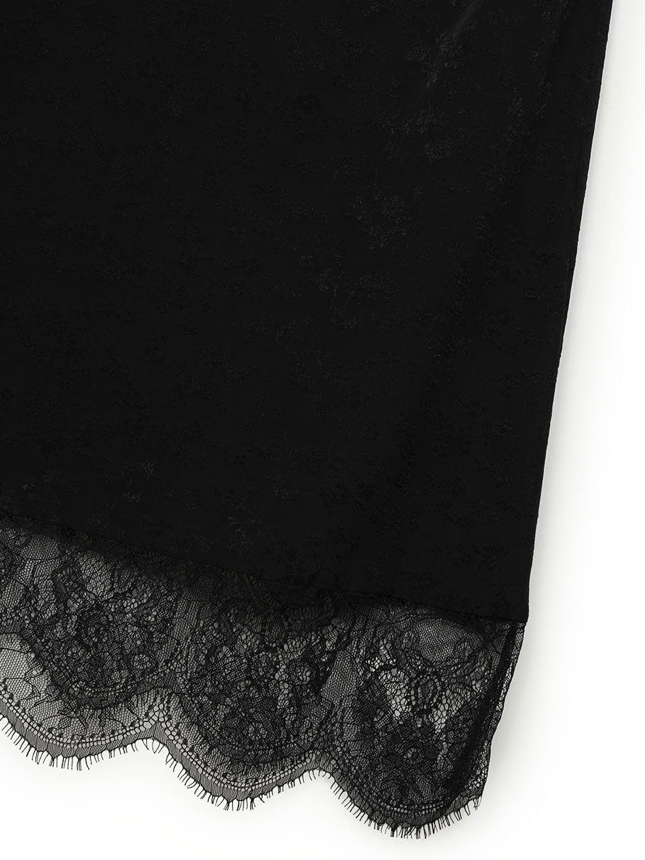 【GREEN BUTTER】SILKY JACQUARD LACE DRESS