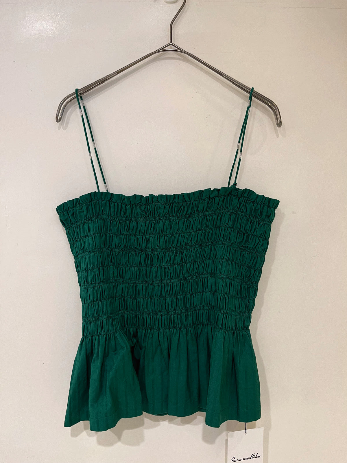 【SARA MALLIKA】COTTON STRIPE JAQUARD SHIRRING TOP