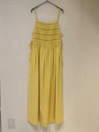 【SARA MALLIKA】COTTON STRIPE JAQUARD SHIRRING DRESS