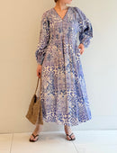 TILE PATTERN SHIRRING DRESS