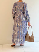 TILE PATTERN SHIRRING DRESS