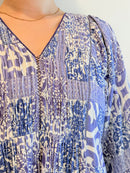 TILE PATTERN SHIRRING DRESS