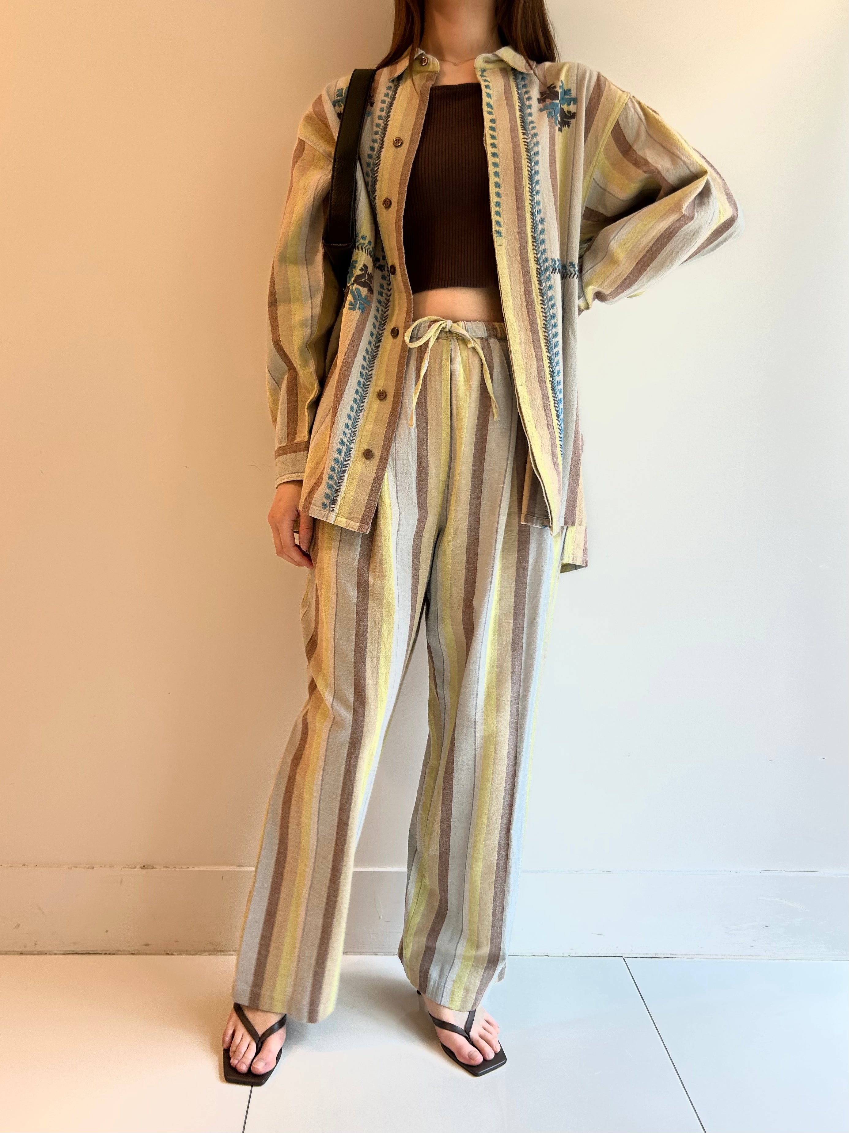 WIDE STRIPE RELAX TUCK PANTS