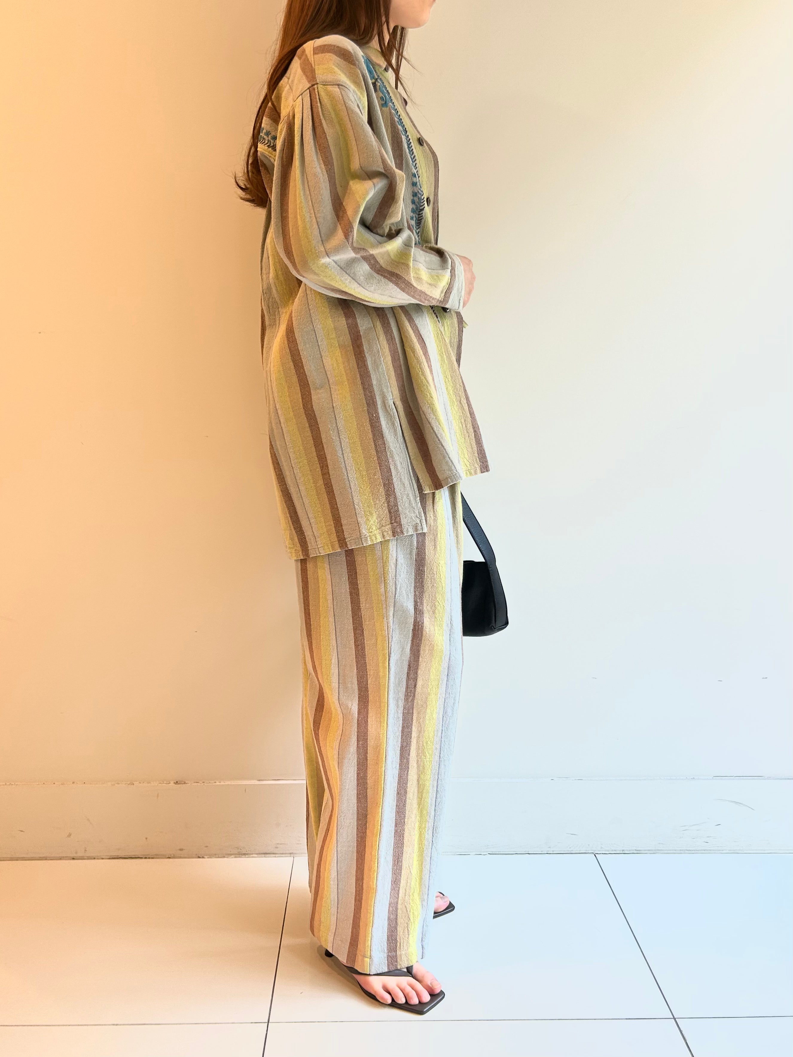 WIDE STRIPE RELAX TUCK PANTS
