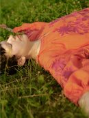 C.LINEN BIG FLOWER EMB DRESS