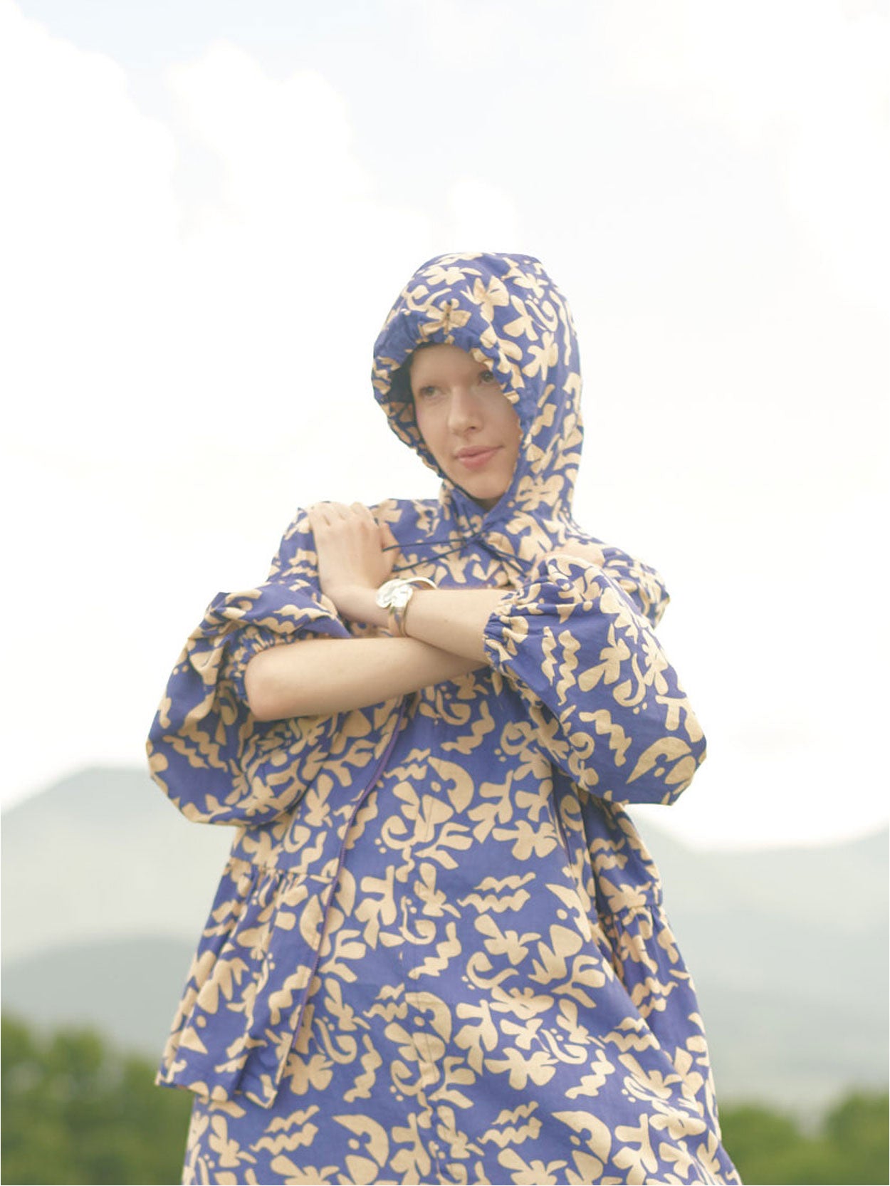 C.LINEN FLOWER PRT HOODIE JK