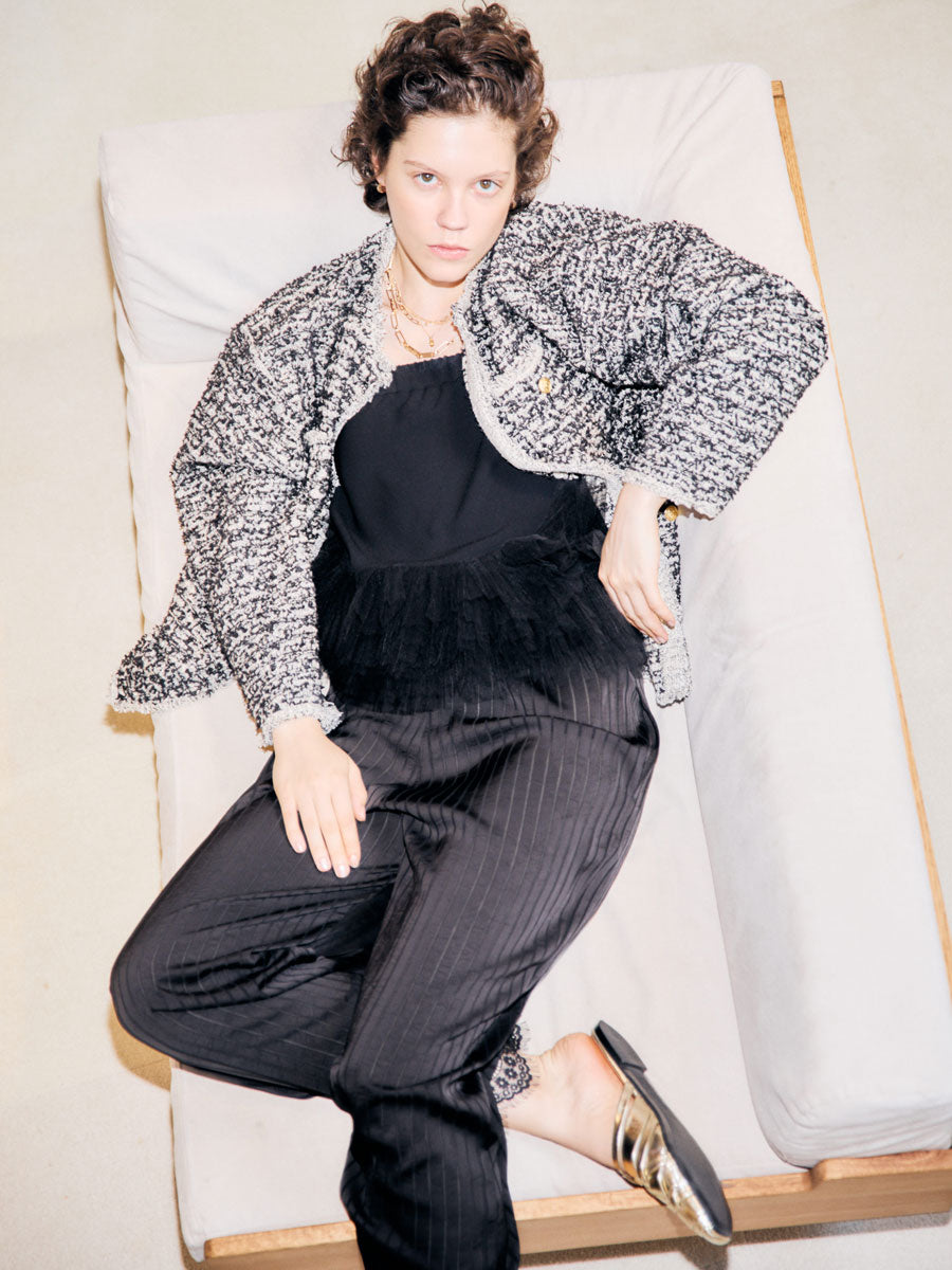 【ARCHIVE STANCES】SATIN STRIPE EASY PANTS