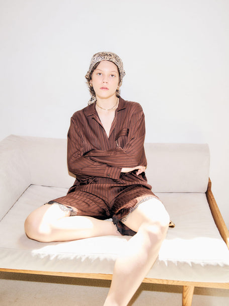 【ARCHIVE STANCES】SATIN STRIPE DOLMAN S SHIRT