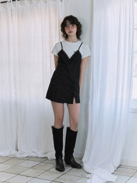 【GREEN BUTTER】SILKY LACE SLIP MINI DRESS